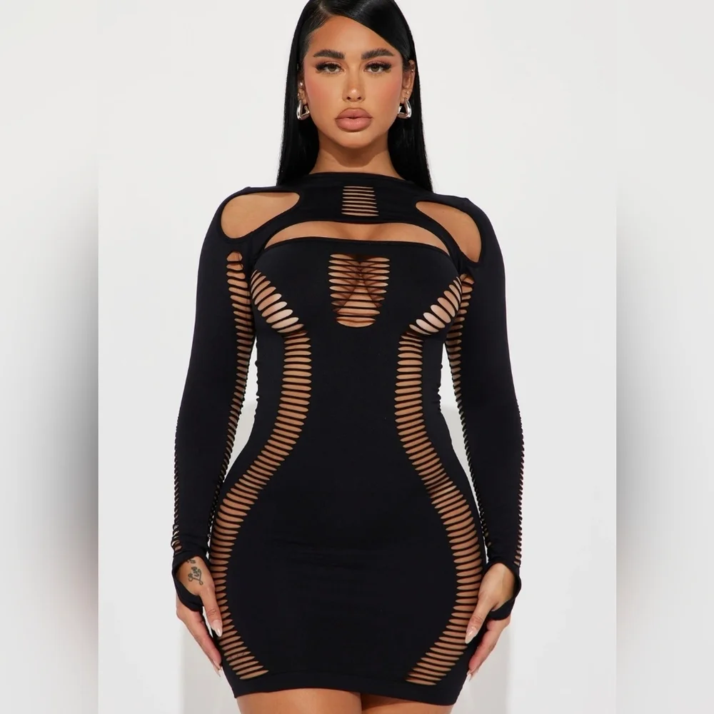 Fashion Nova- Janet Seamless Mini Dress-W Sz S/M - Picture 7 of 11